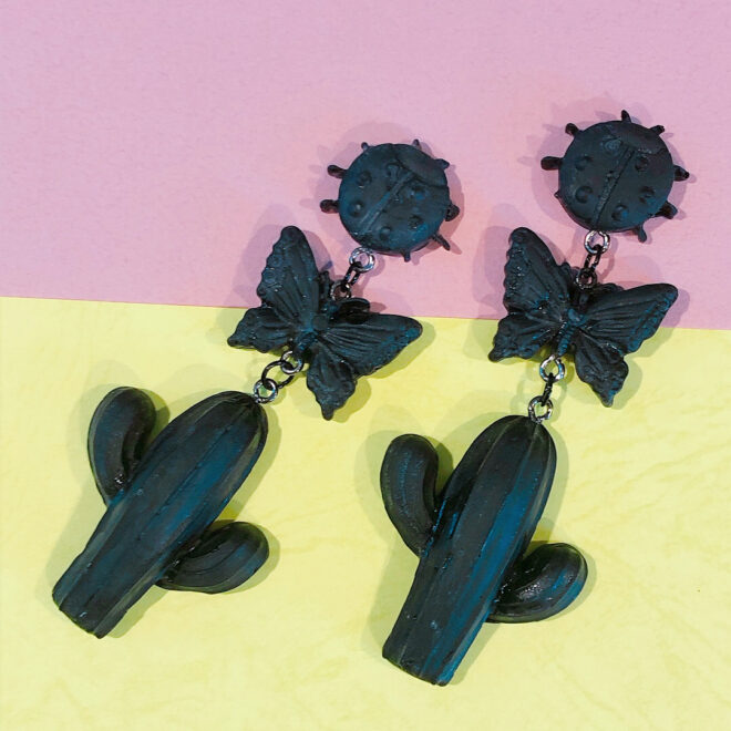 てんとう虫・蝶・サボテンのイヤアクセサリー