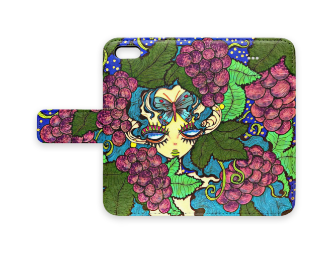 女の子のイラストを使用した手帳型iPhoneケース