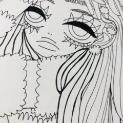 線画からカラー・完成まで/女の子のイラスト