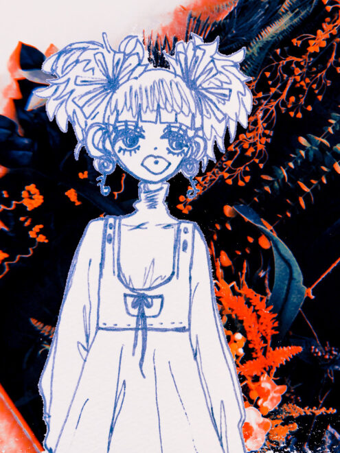 落書きと女の子のイラスト