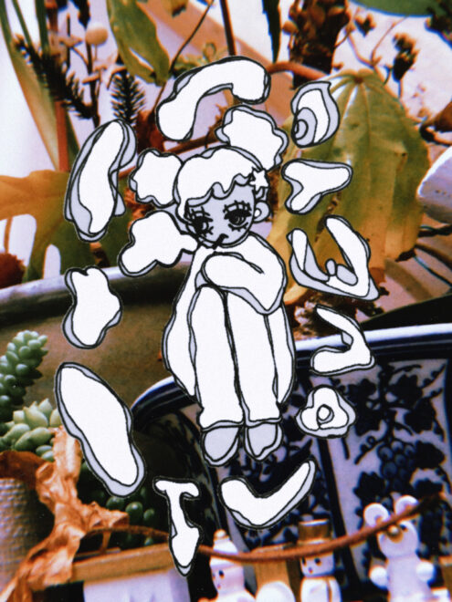 女の子のイラストと写真