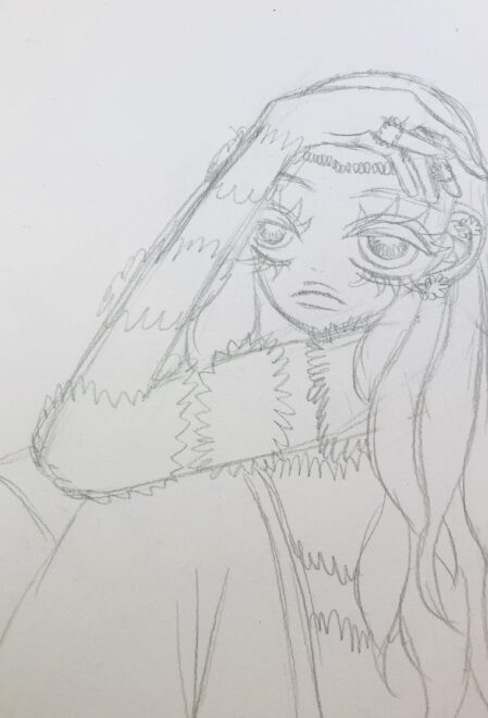 女の子のイラスト線画