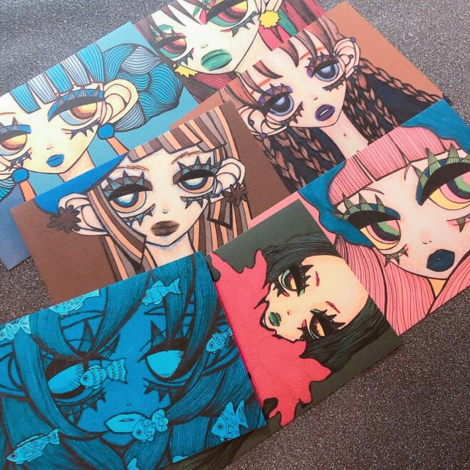 ポストカードセット|女の子のイラスト