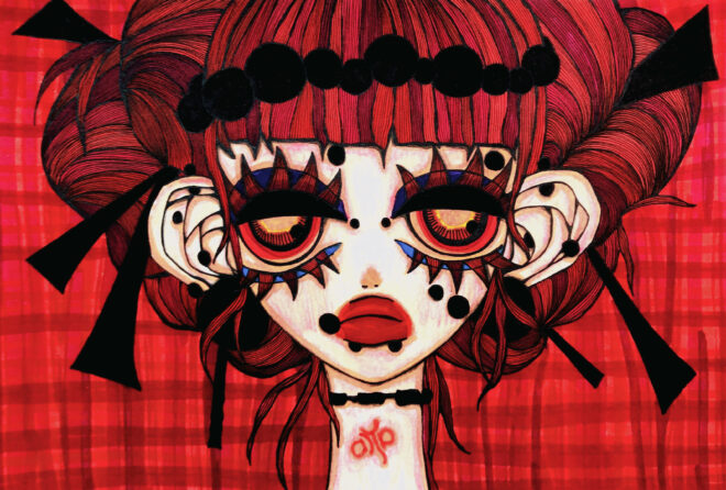 女の子のアナログイラスト