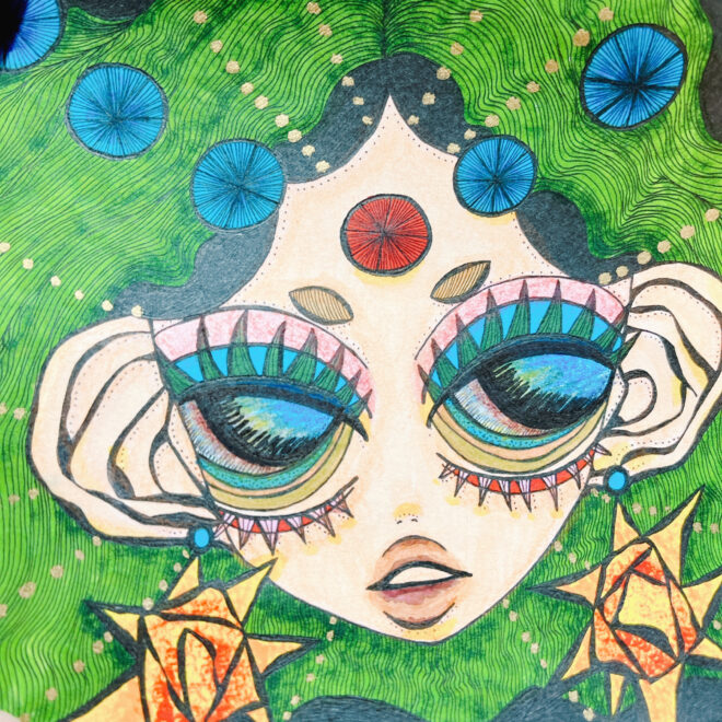 女の子のアナログイラスト