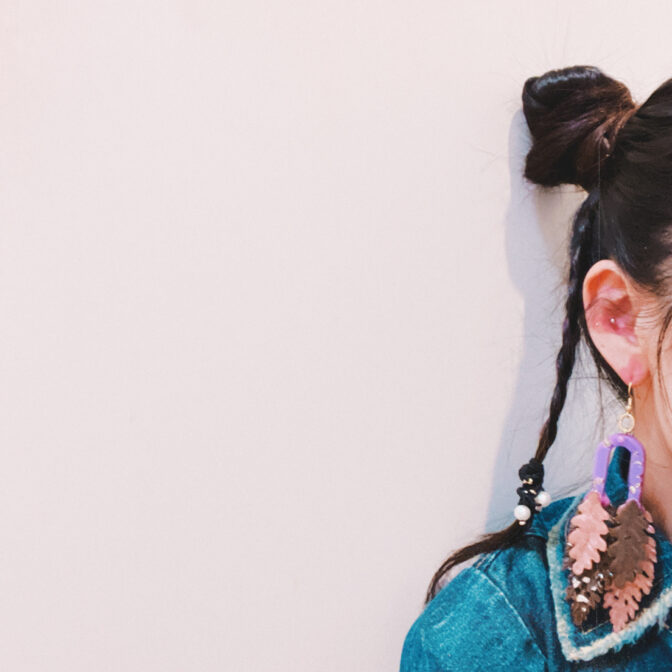 ハンドメイドピアス着用画像