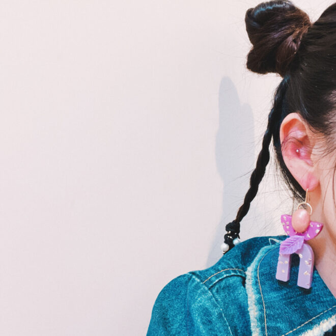 ハンドメイドピアス着用画像