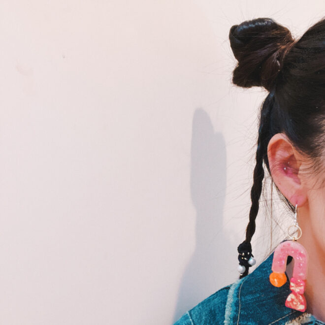 ハンドメイドピアス着用画像