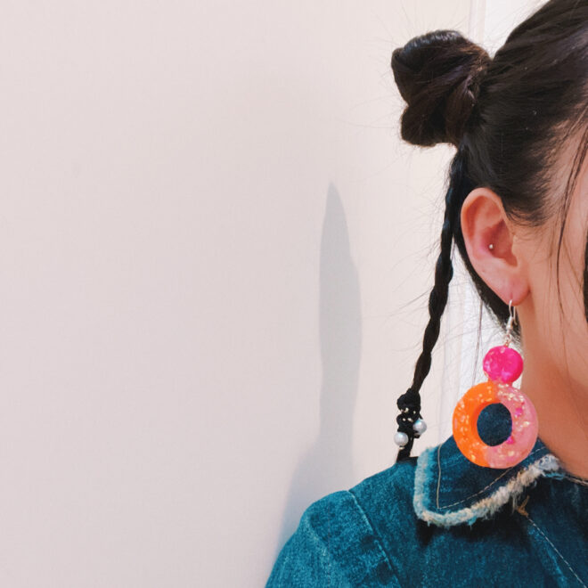 ハンドメイドピアス着用画像
