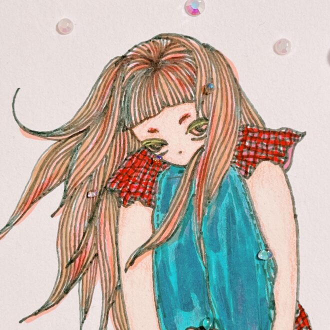 女の子のアナログイラスト