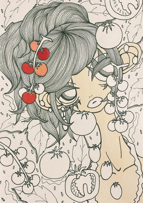 女の子のアナログイラスト