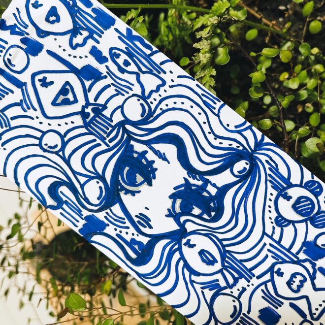 女の子のアナログイラスト