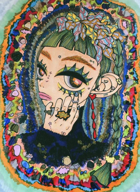 女の子のアナログイラスト