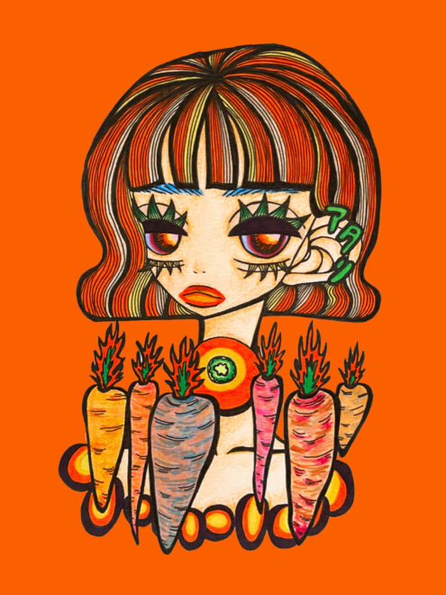 にんじんと女の子のイラスト