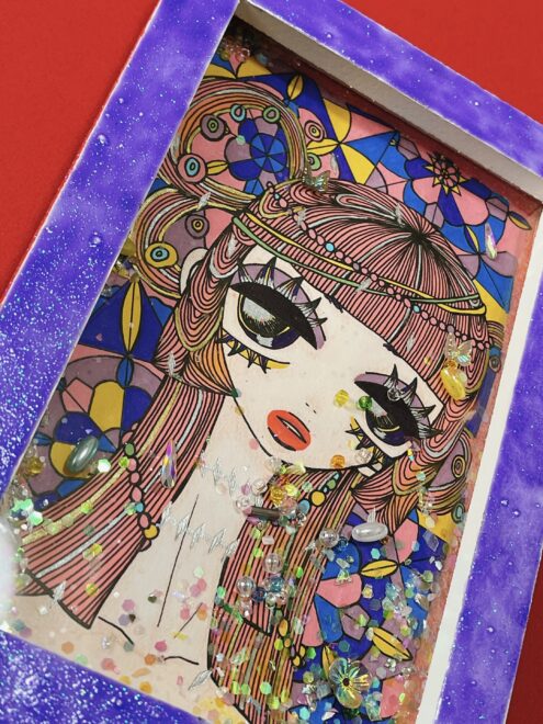 姫カット女の子のアナログイラスト